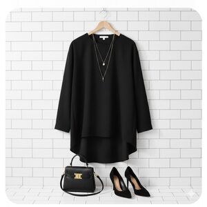 Vera Wang Elegant Black High-Low Blouse - Size S (Fits M)